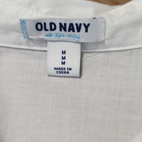 💜Old Navy White Fitted Buttoned Adjustable Long Sleeve Top Medium - Picture 8 of 10